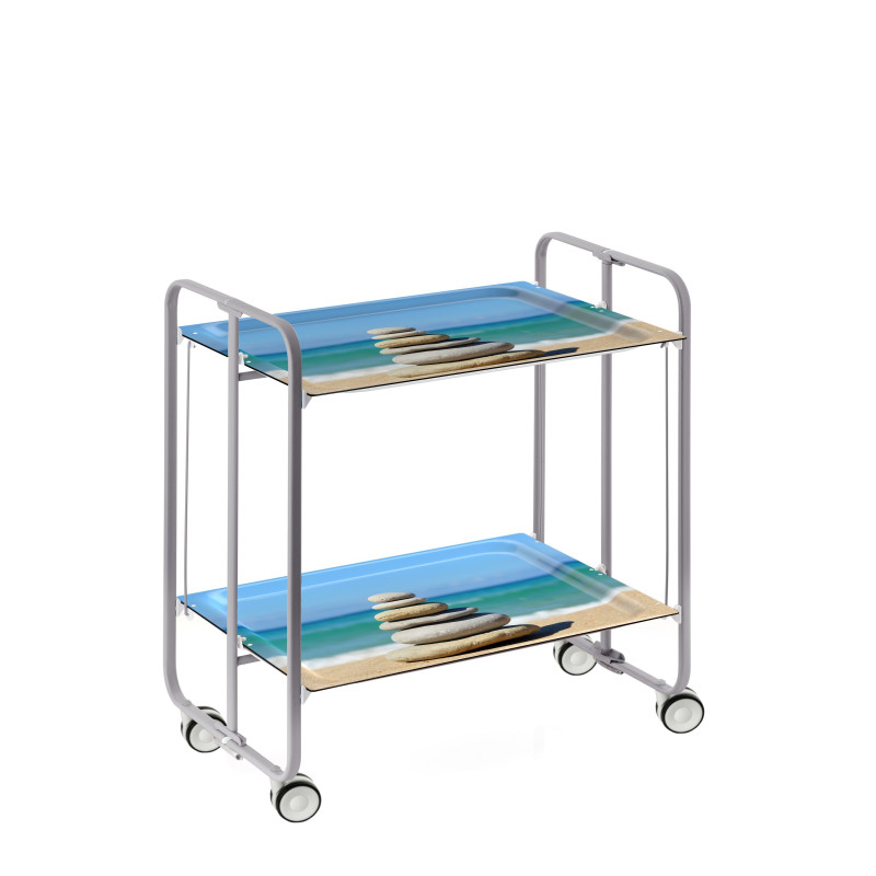 Carrito auxiliar con ruedas bauhaus armazón metálico gris, 2 bandejas