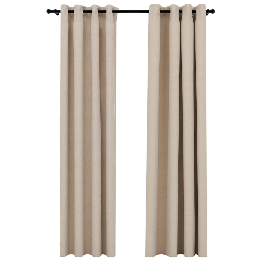 vidaXL cortinas opacas ojales look de lino 2 pzas beige 140x225 cm