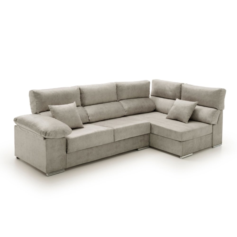 Sofa chaise longue rinconera reclinable y deslizante cosima gris derecha