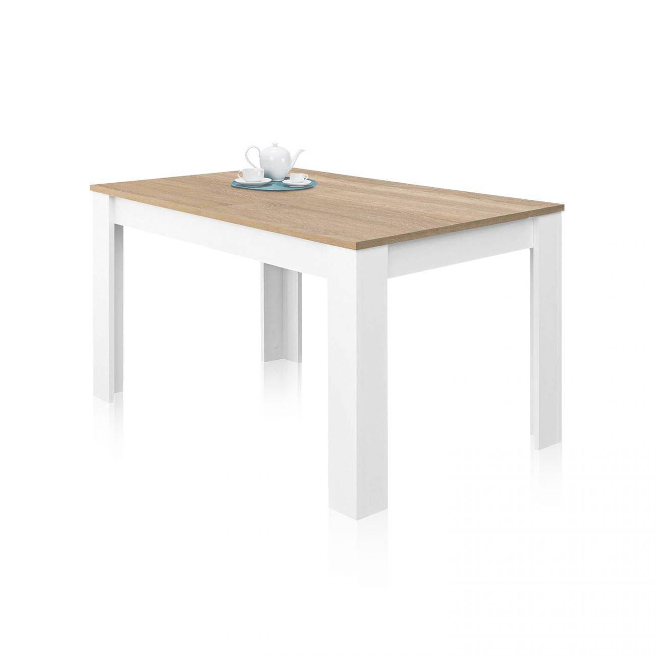 Mesa de comedor extensible kendra 140 blanco artik - roble canadian