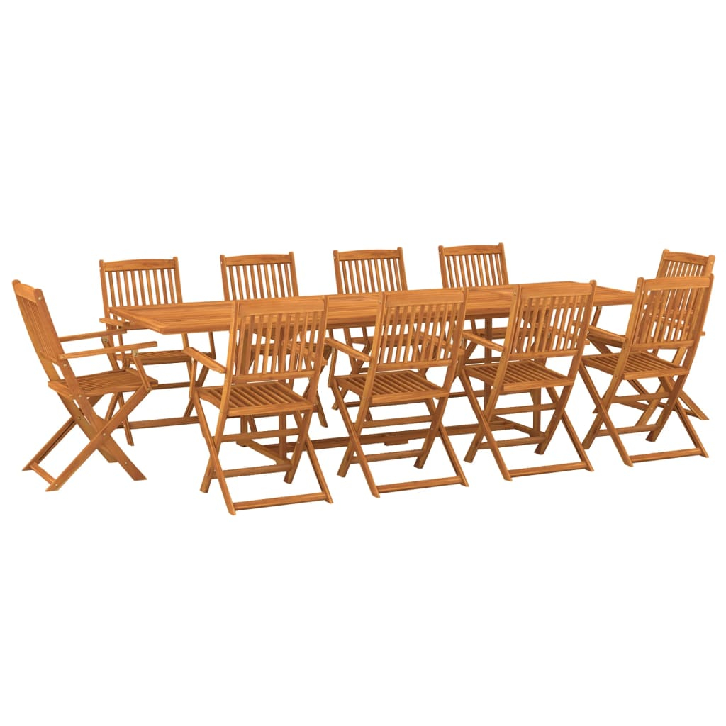 vidaXL set comedor de jardín 11piezas madera maciza acacia 280x90x75cm