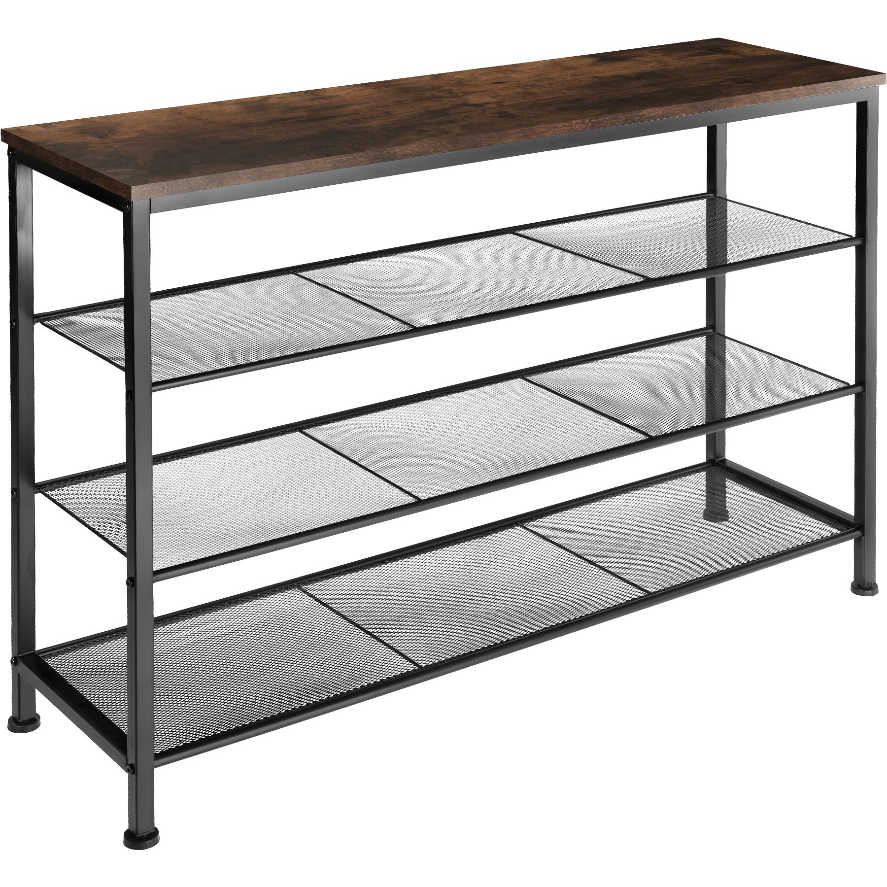 Zapatero estilo industrial y 3 estantes 100x30,5x72,5 cm madera oscura