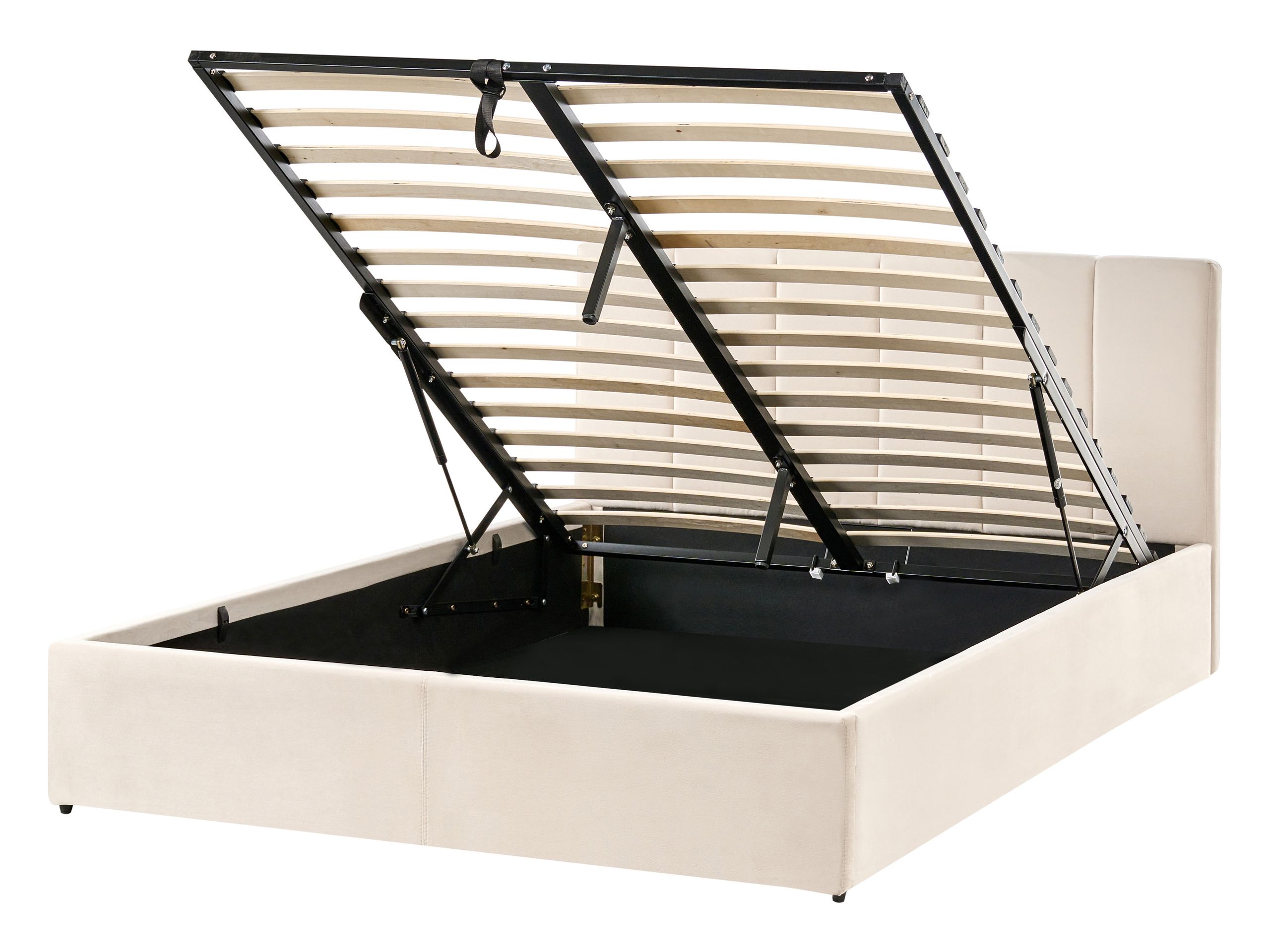 Cama con almacenaje dreux terciopelo beige claro 140 x 200 cm
