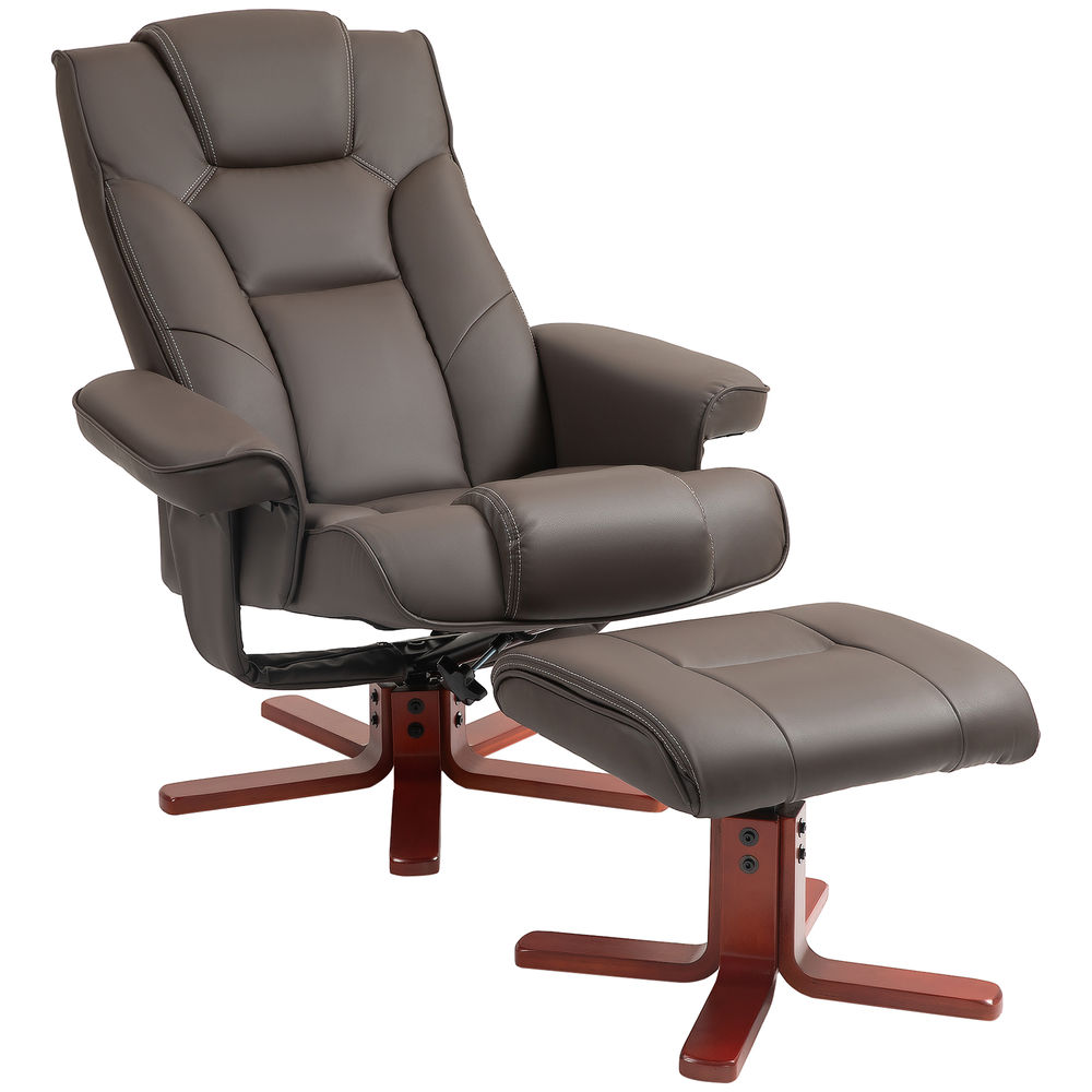 Sillón reclinable 83x78x105 cm pu, madera color marrón Homcom