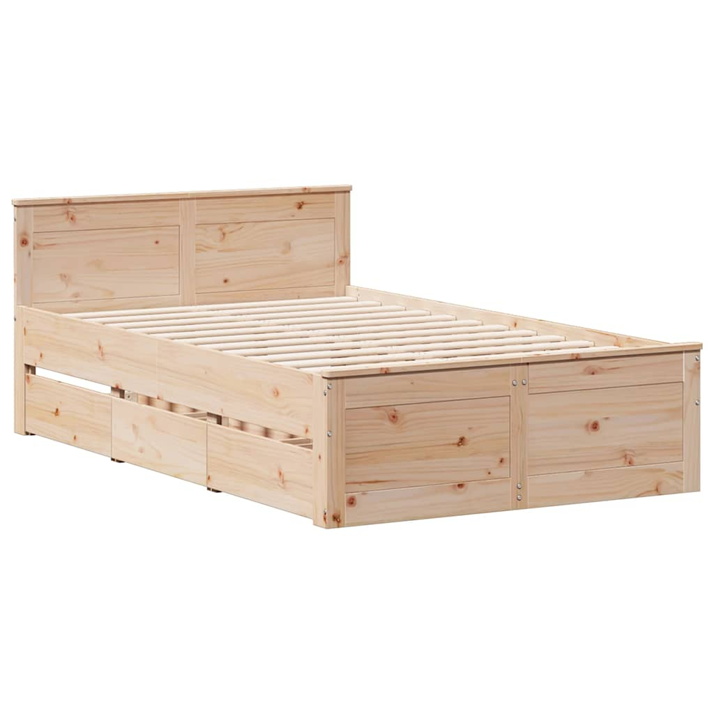 vidaXL cama con cabecero sin colchón madera maciza de pino 135x190 cm