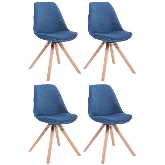 Sillas de comedor escandinavas - 4 piezas - tela azul
