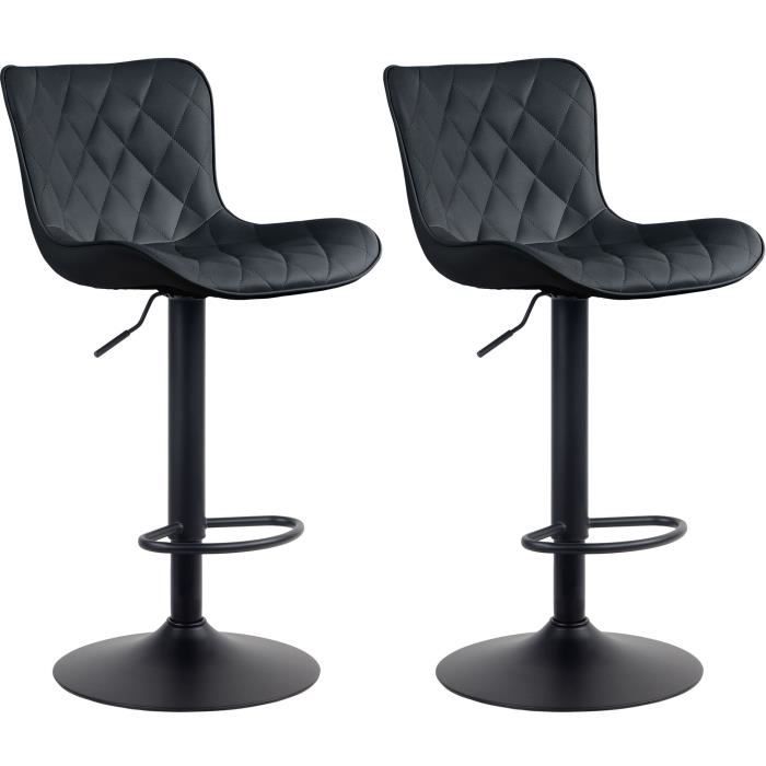 Taburetes de bar emma - lote 2 - negro - metal