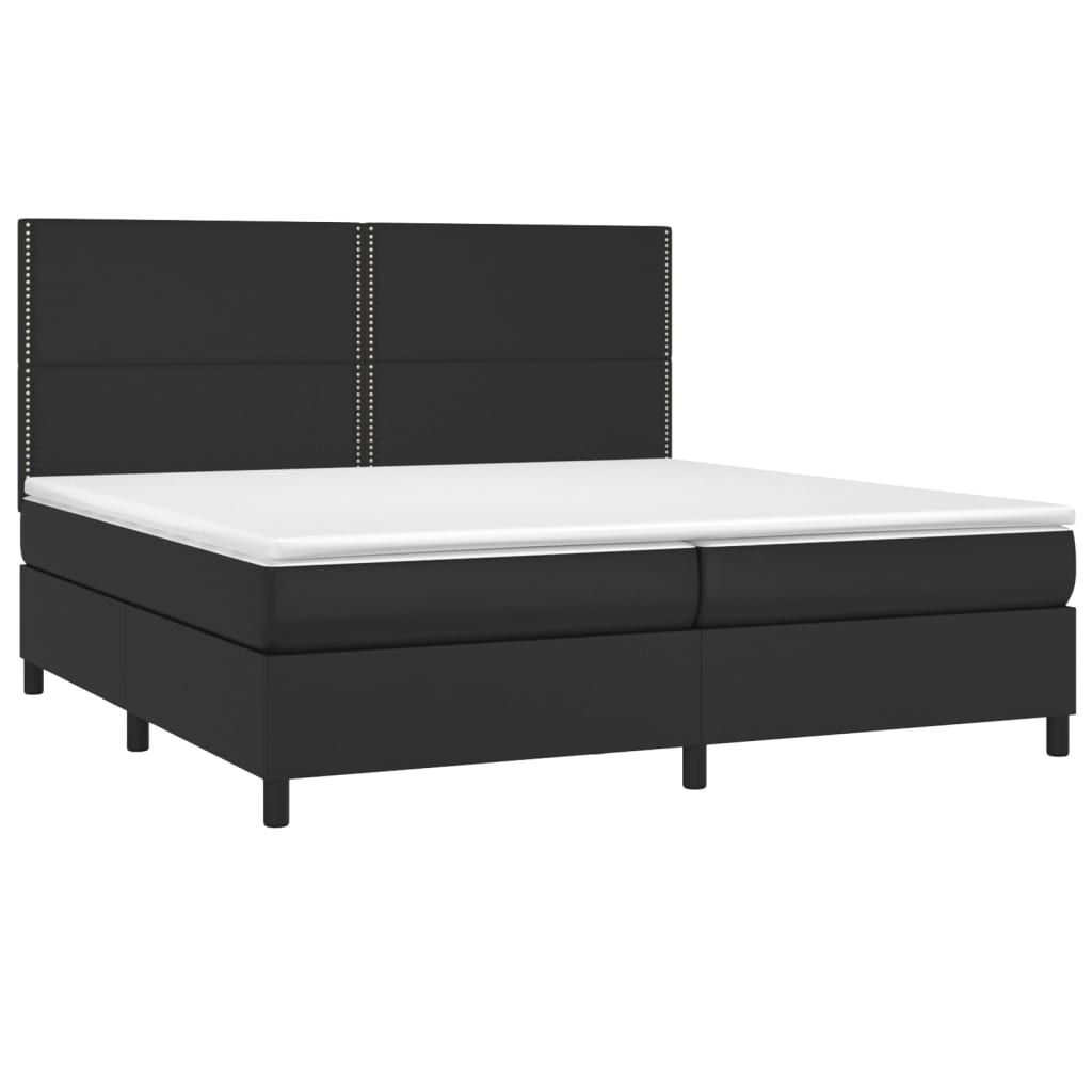 vidaXL cama box spring con colchón cuero sintético negro 200x200 cm