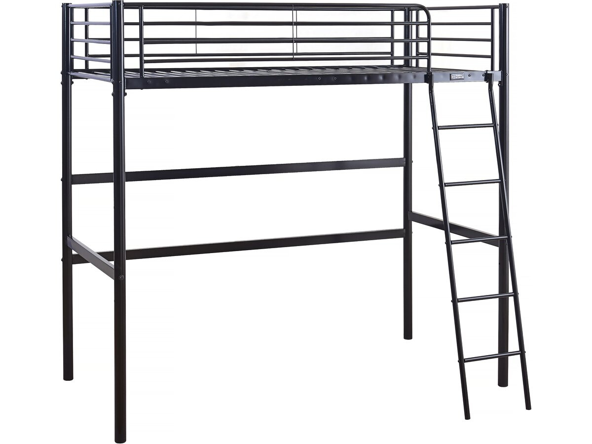 Cama alta de metal "alora" - 90 x 190 cm - negro