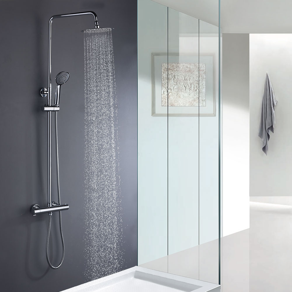 Kibath columna ducha duchón 25 termostática redonda de 85-115 cm cromo