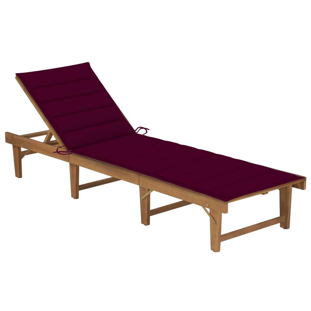 vidaXL tumbona plegable con cojín madera maciza de acacia