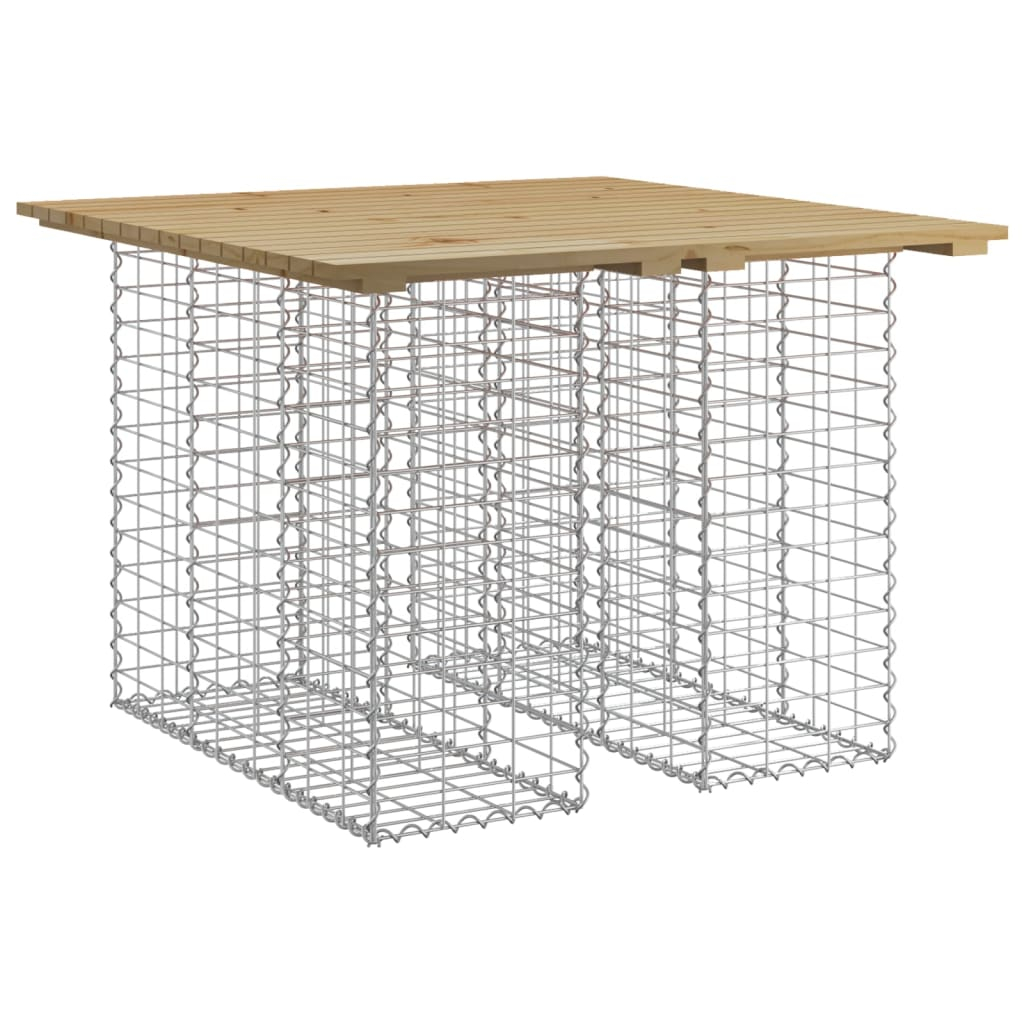 vidaXL mesa de jardín con diseño de gaviones, 100 x 102 x 72 cm, madera de