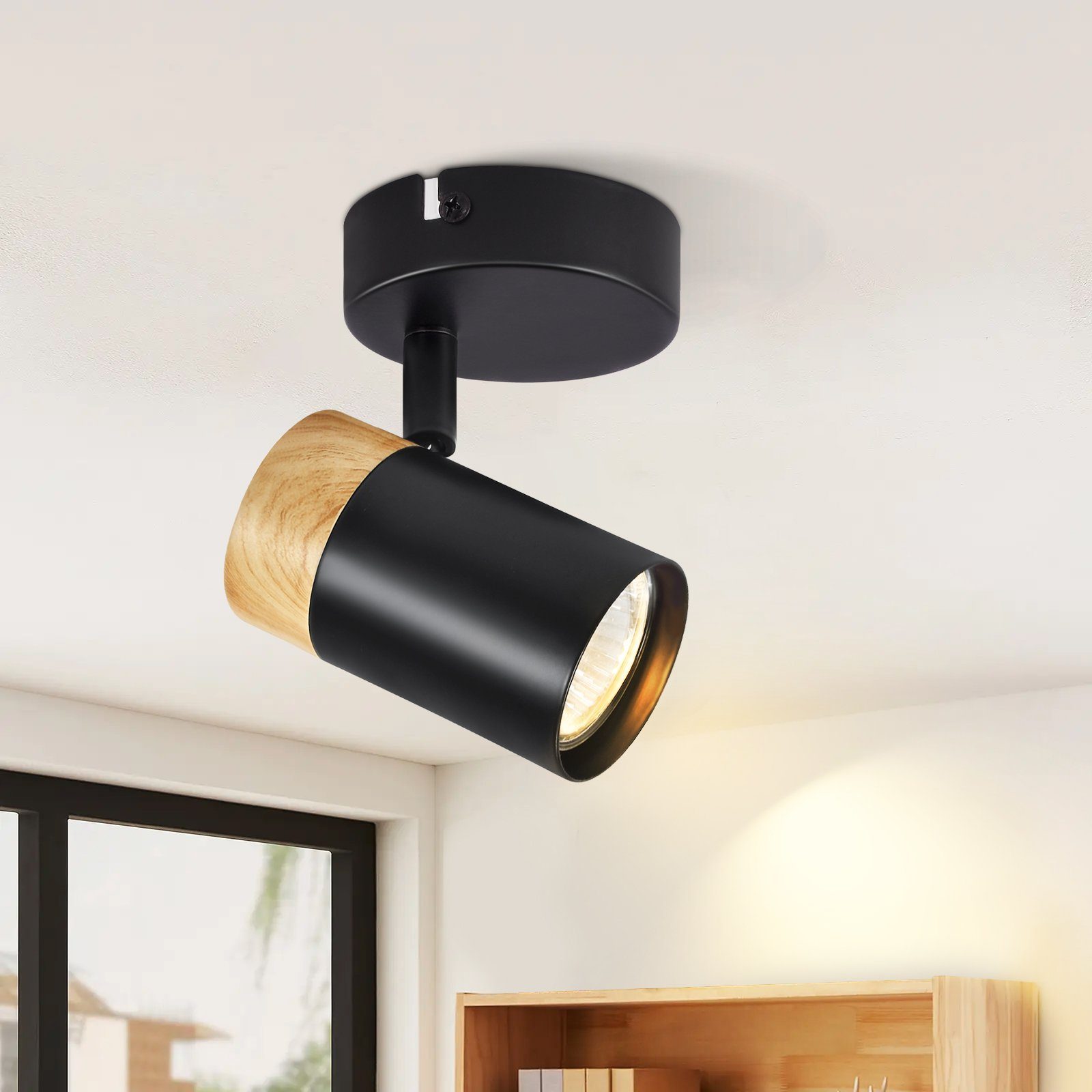 Nettlife foco de techo LED focos de madera gu10 lámpara giratoria de 330°