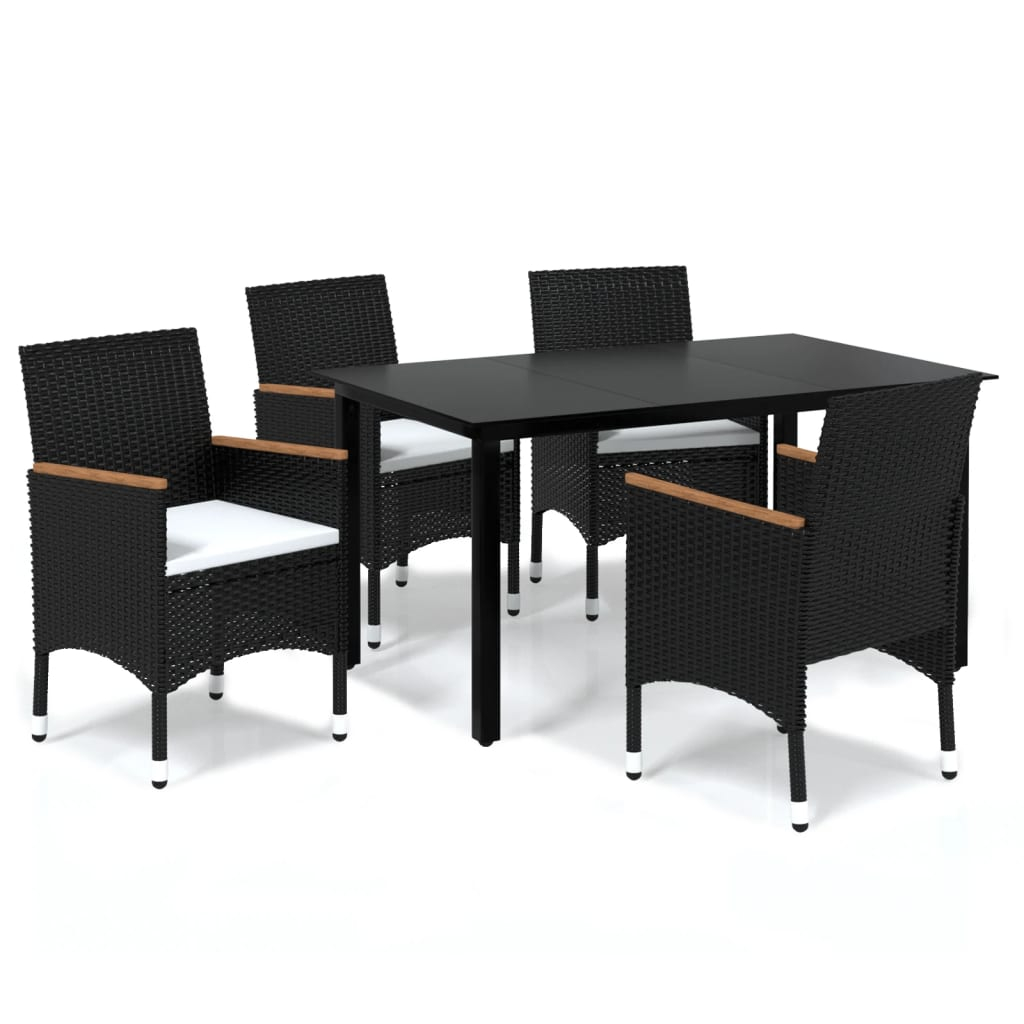 vidaXL juego muebles jardín 5 pzas con cojines ratán sintético negro
