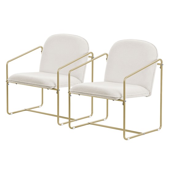Set 2 sillones beige con patas doradas asiento para salón comedor