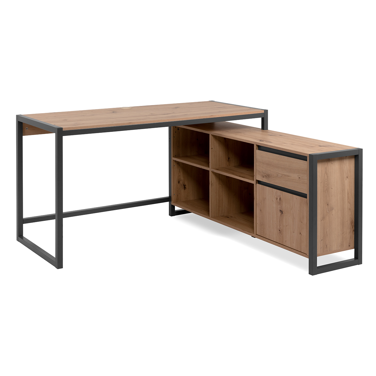Escritorio de esquina modular con 1 cajón efecto madera - l139 cm