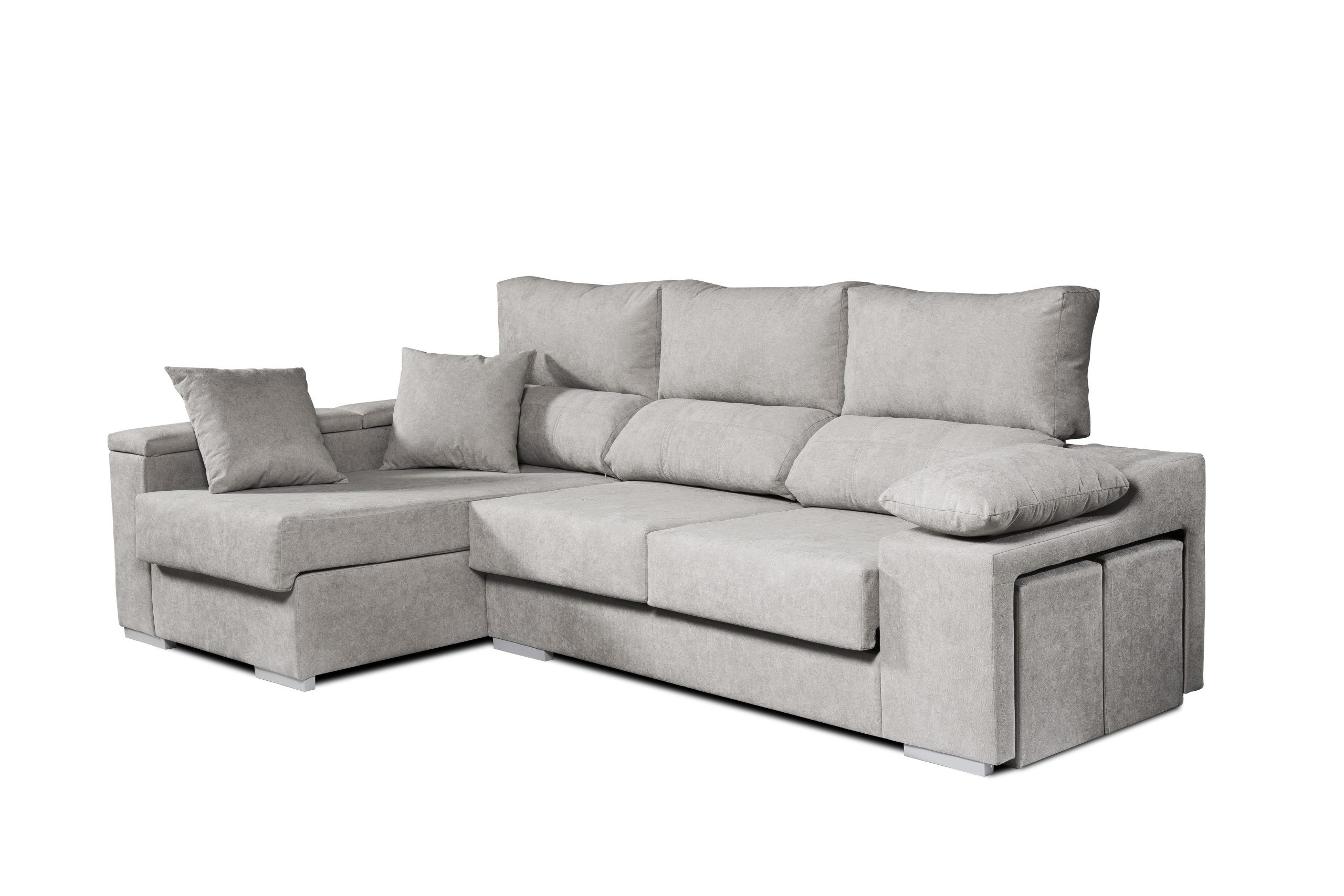 Sofá chaiselongue rubí de izquierda gris 3 plazas 265x145x102 cm