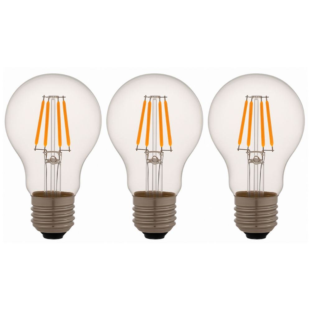 Pack x3 bombilla LED a60 E27 filamento 6w 650lm. Luz cálida 2700k