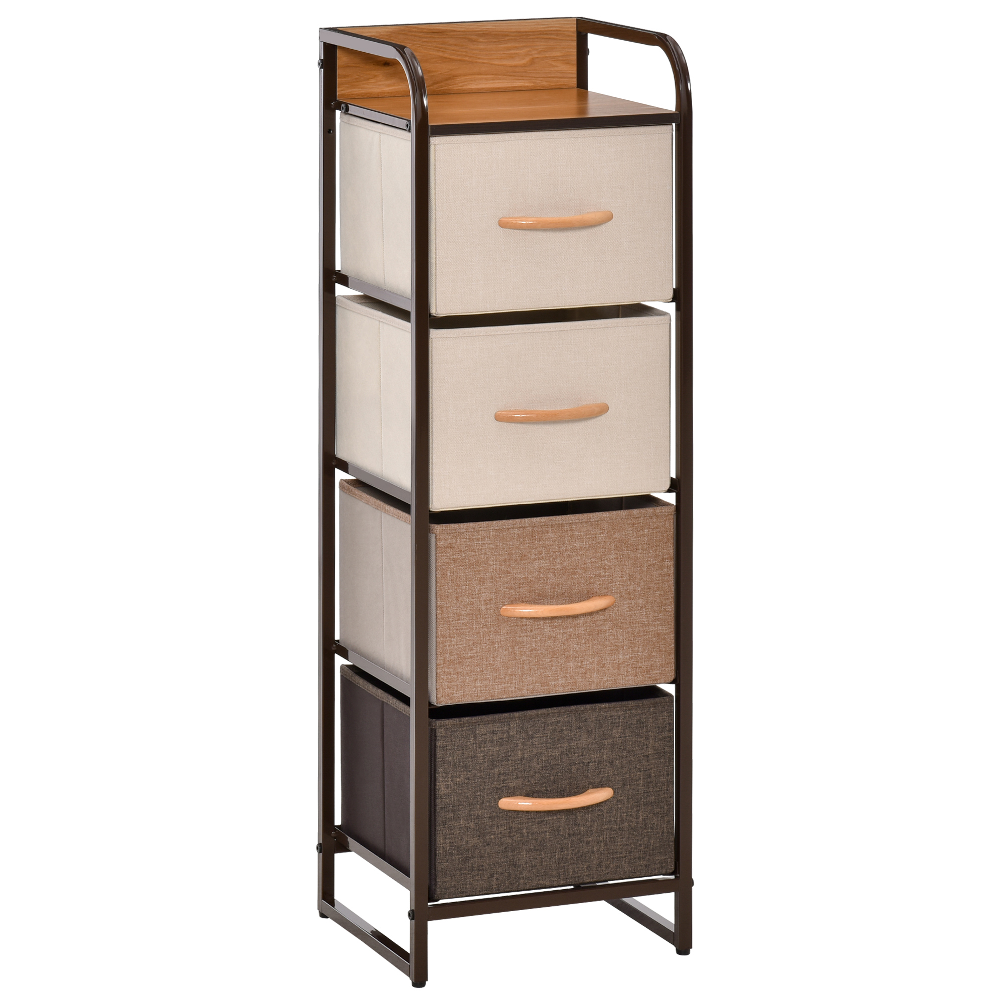 Cómoda de tela lino, metal y mdf multicolor 31x29x99 cm Homcom