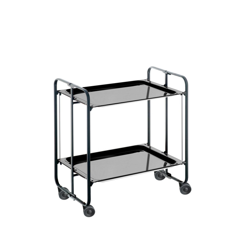Carrito auxiliar con ruedas bauhaus armazón metálico negro, 2 bandejas