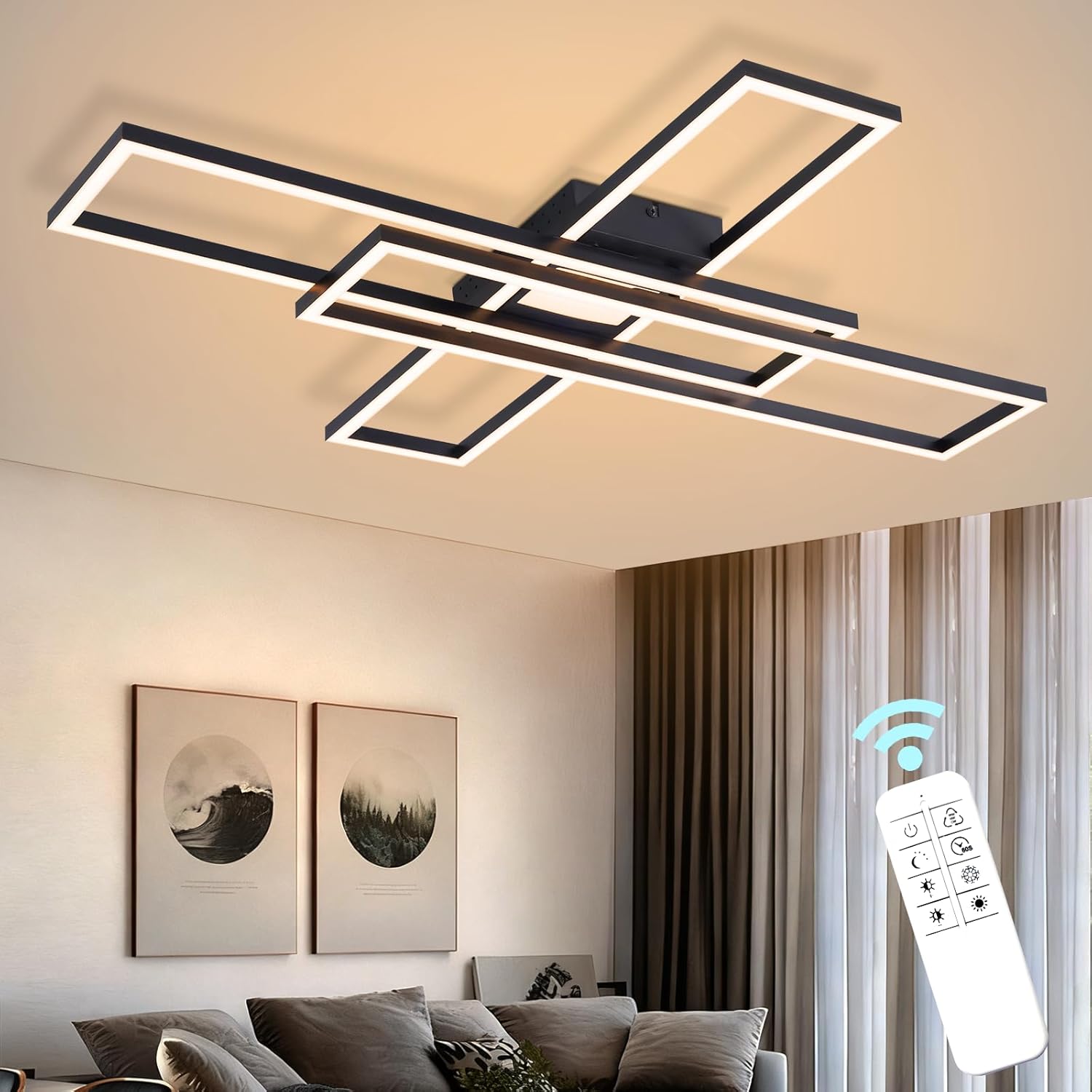 Nettlife plafón LED techo 56w regulable rectangular grande cocina salón