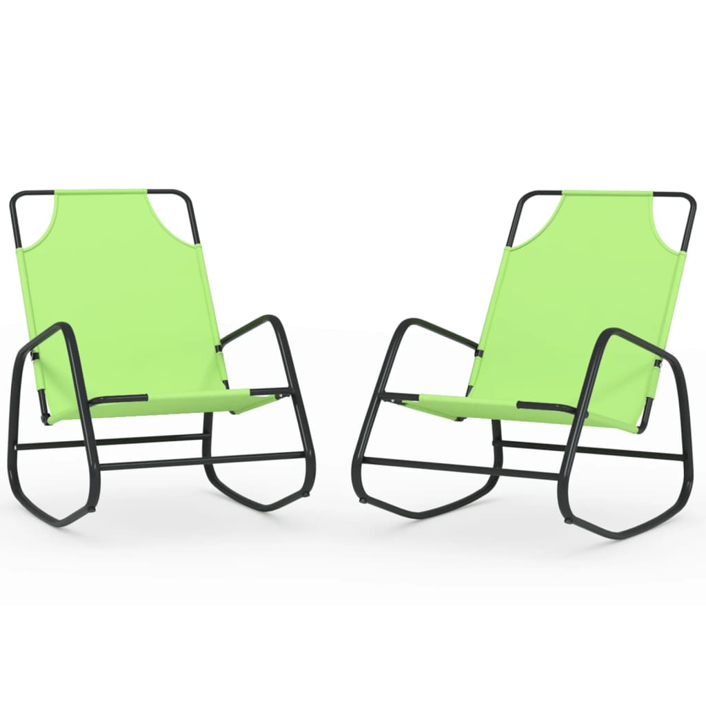 vidaXL tumbona mecedora 2 unidades de acero y textilene verde