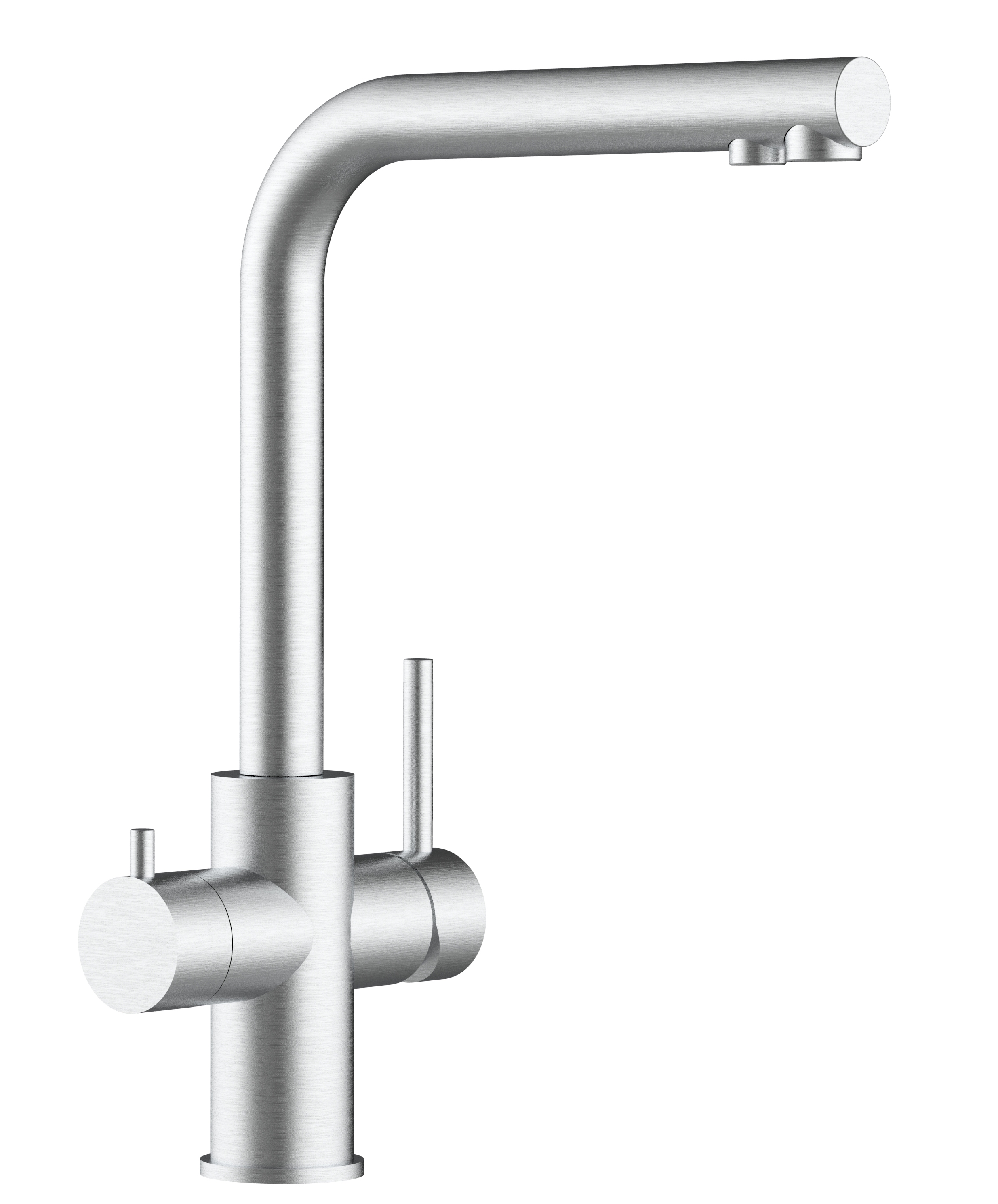 Grifo de cocina 5 vías acero inox cepillado caño L giratorio, FX