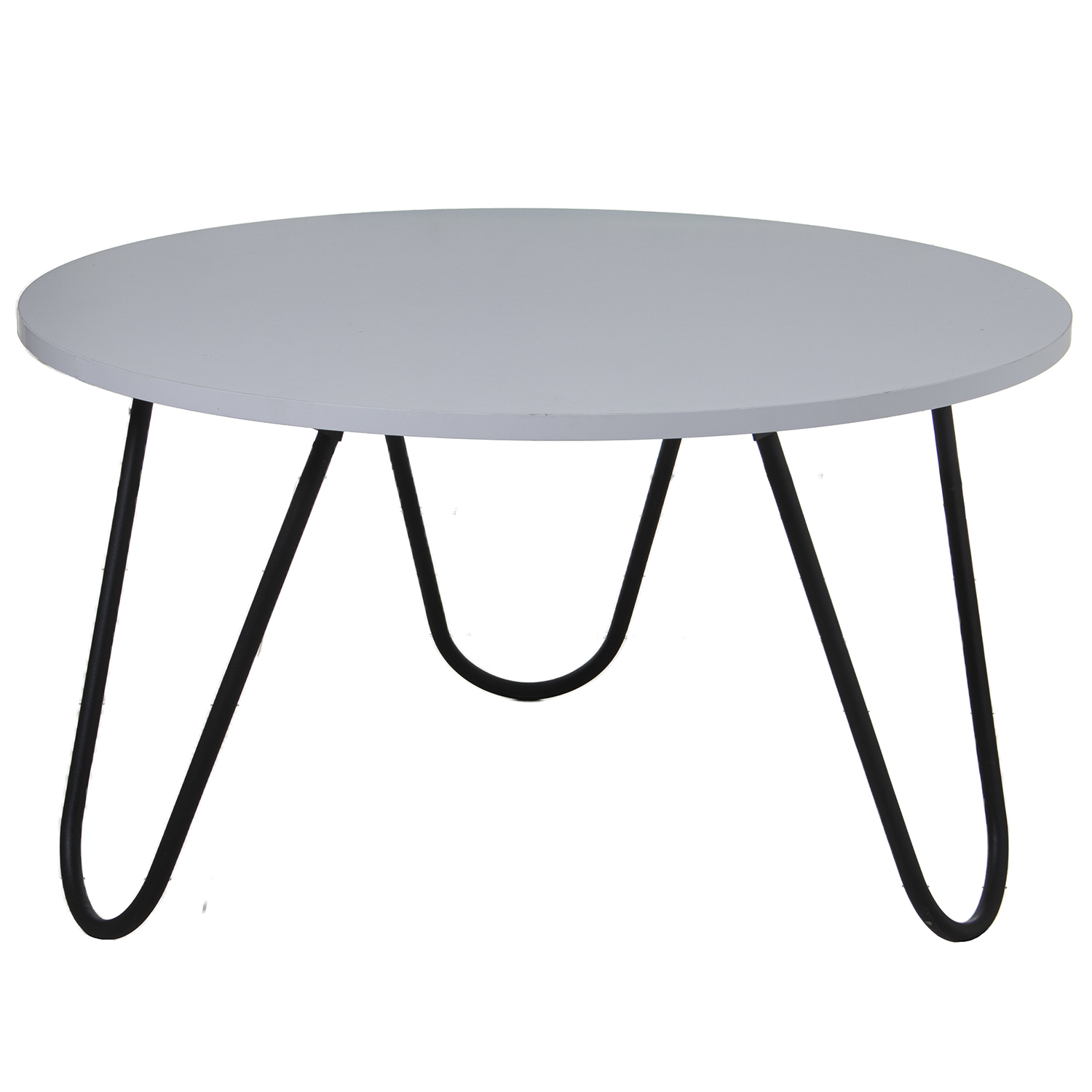 Mesa centro madera blanca patas metal blanco