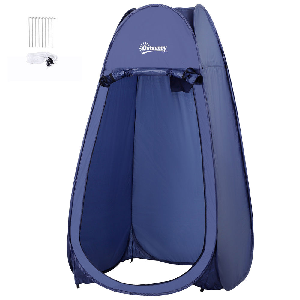 Carpa para ducha 100x100x185cm 190t tela de poliéster color azul Outsunny