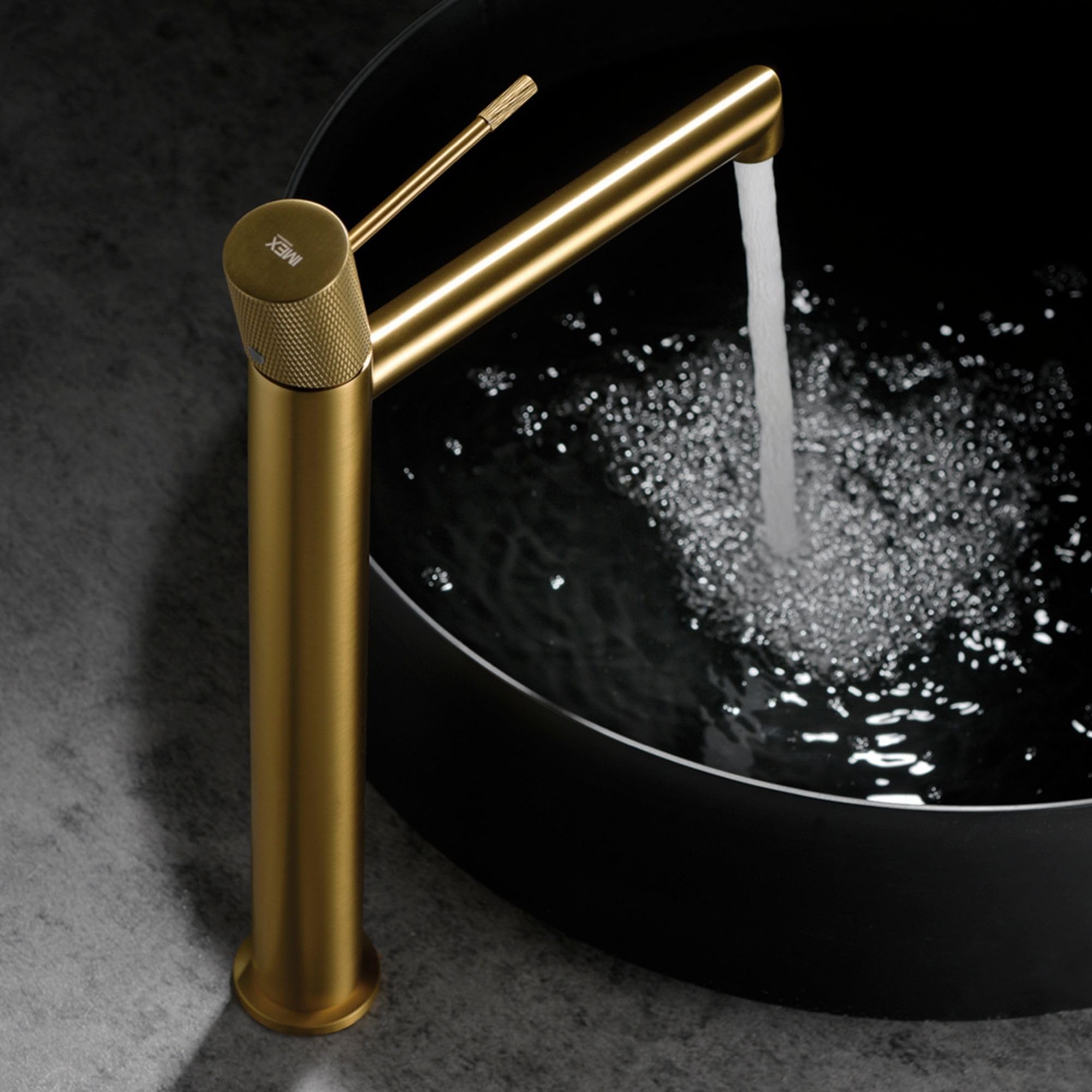 Imex - grifo monomando lavabo caño alto oro serie line