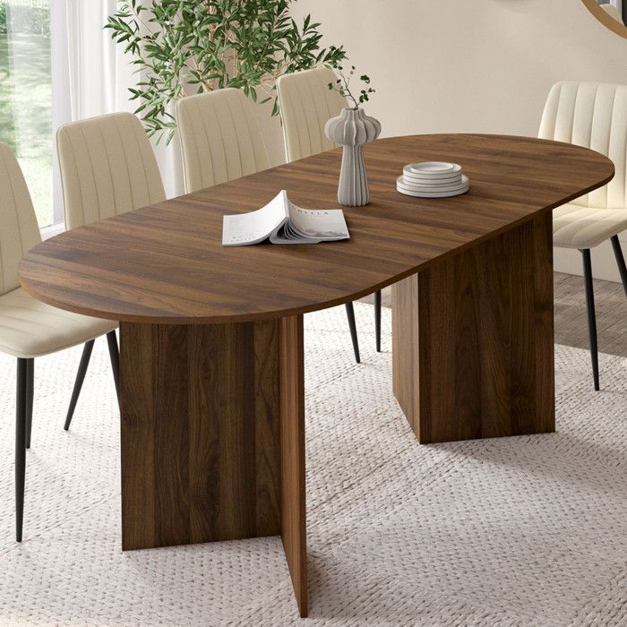 Mesa comedor extensible oval nogal - 160-200 cm