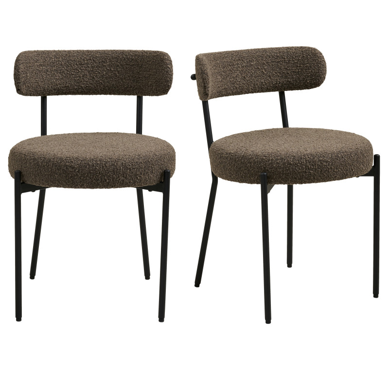 Erin-silla tapizada en tela bouclé marrón (x2)