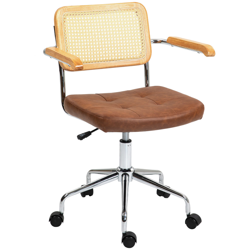 Silla de oficina 60x55.5x90 cm pu color marrón Homcom