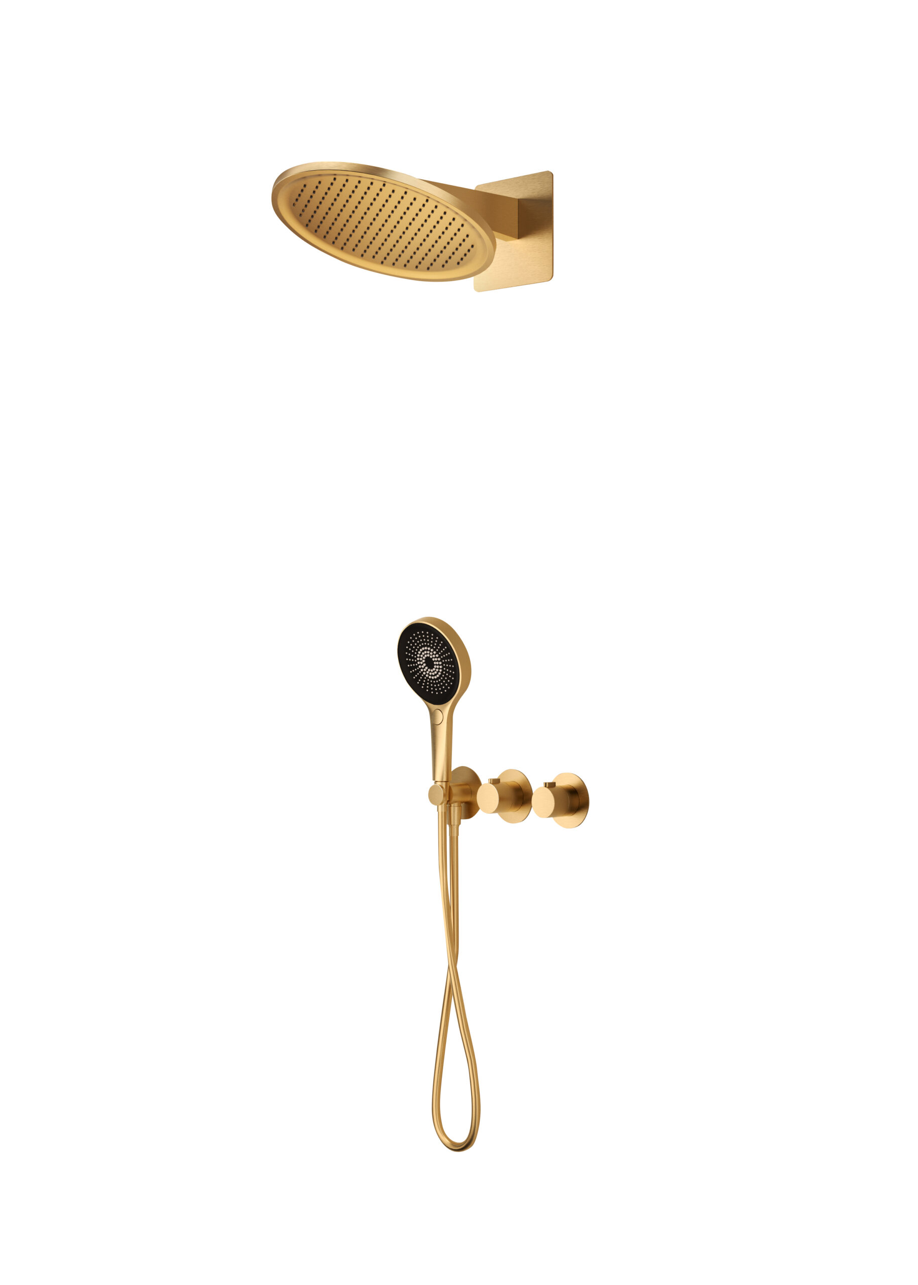 Conjunto ducha termostático empotrado bolonia oro cepillado [ imex® ]