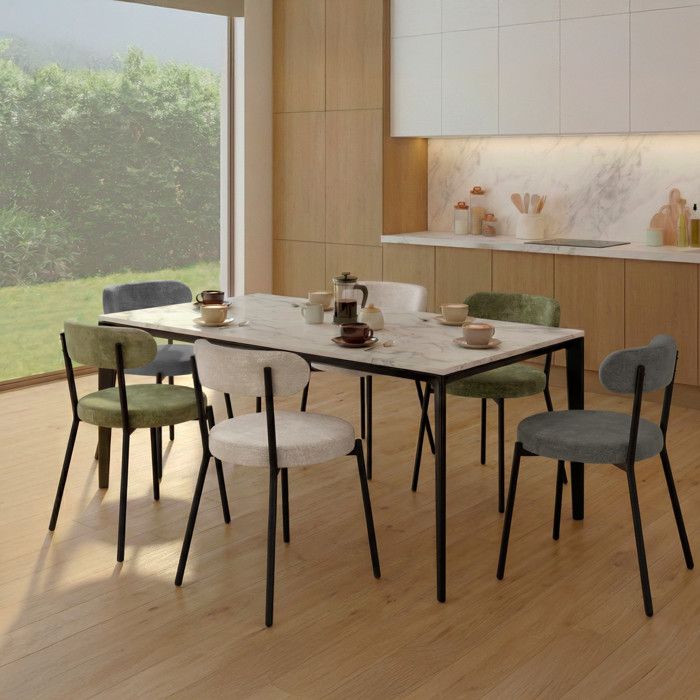 Sillas chenilla multicolor - lote de 6 - 45x46x77 cm