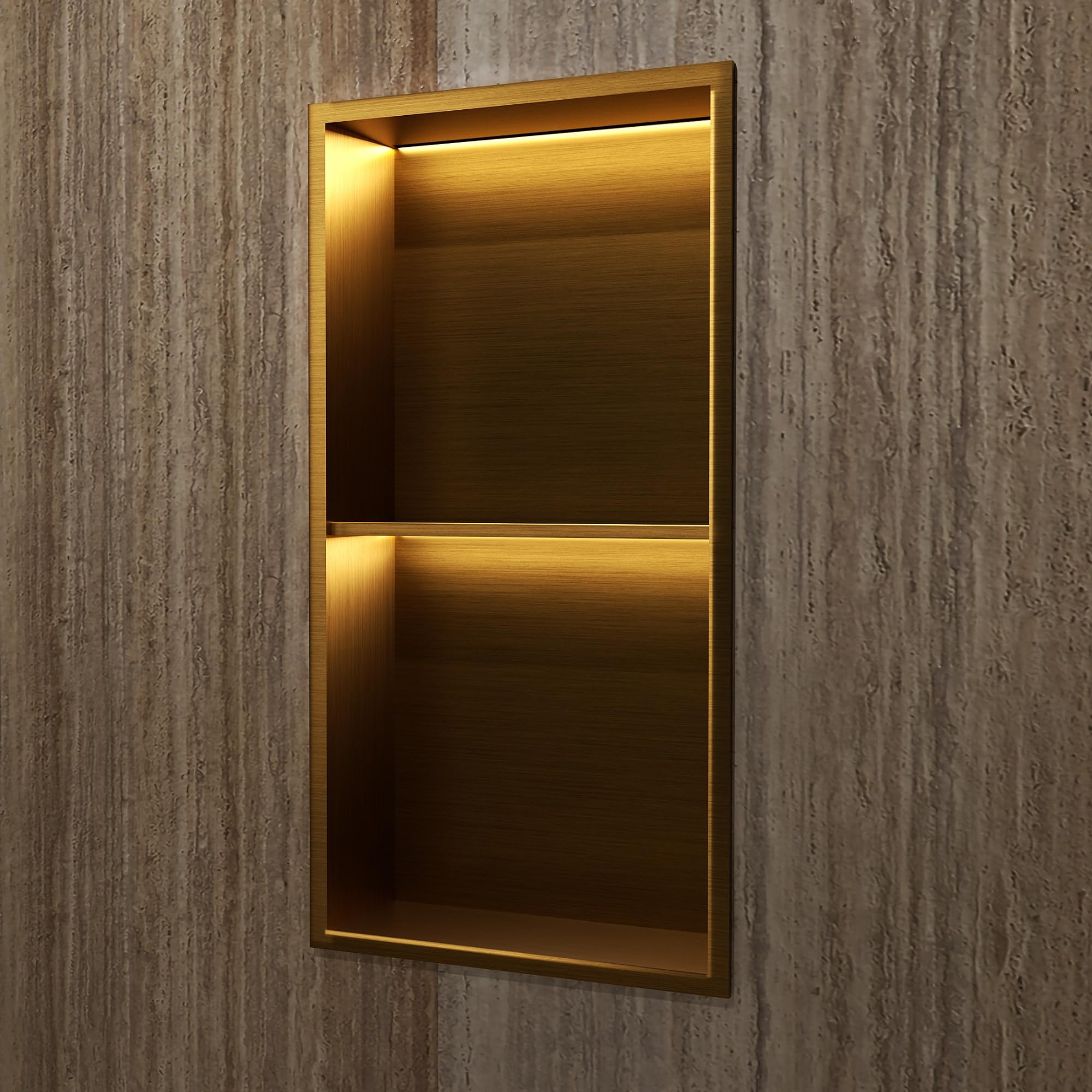 Imex - nicho de ducha empotrable con luz LED 33x63cm oro cepillado