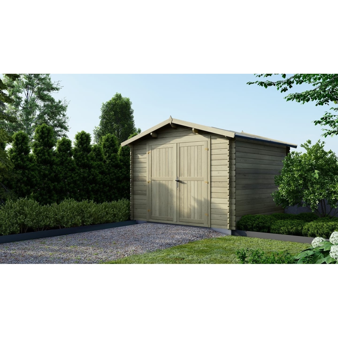 Caseta de jardín de madera 9 m2 - 3x3 m - 28 mm - impregnada - dom458