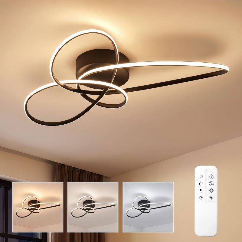 Nettlife LED 30W negro, regulable 3000-6000K, mando, ideal sala.