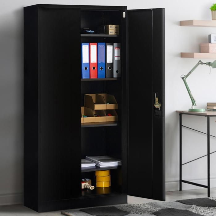 Armario de almacenamiento negro - 5 niveles - 80 cm
