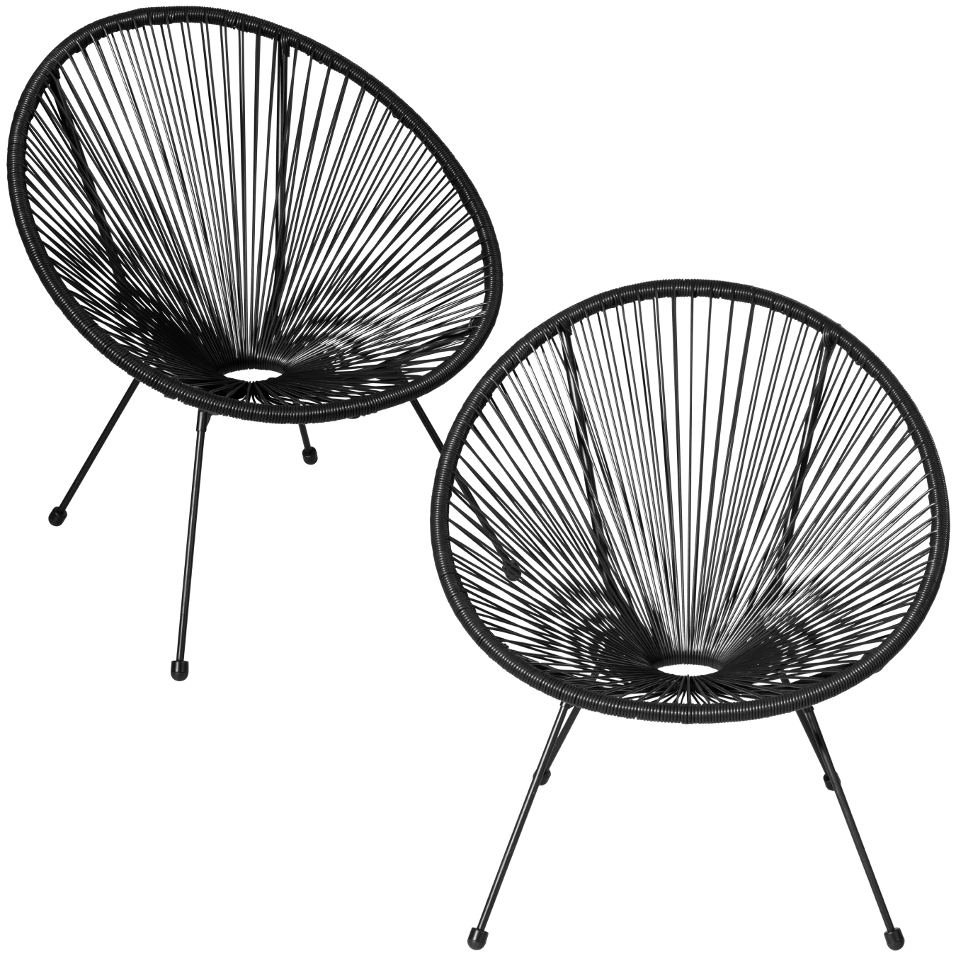 2 sillas de jardín diseño retro, estilo acapulco 70.5x69x78 cm negro