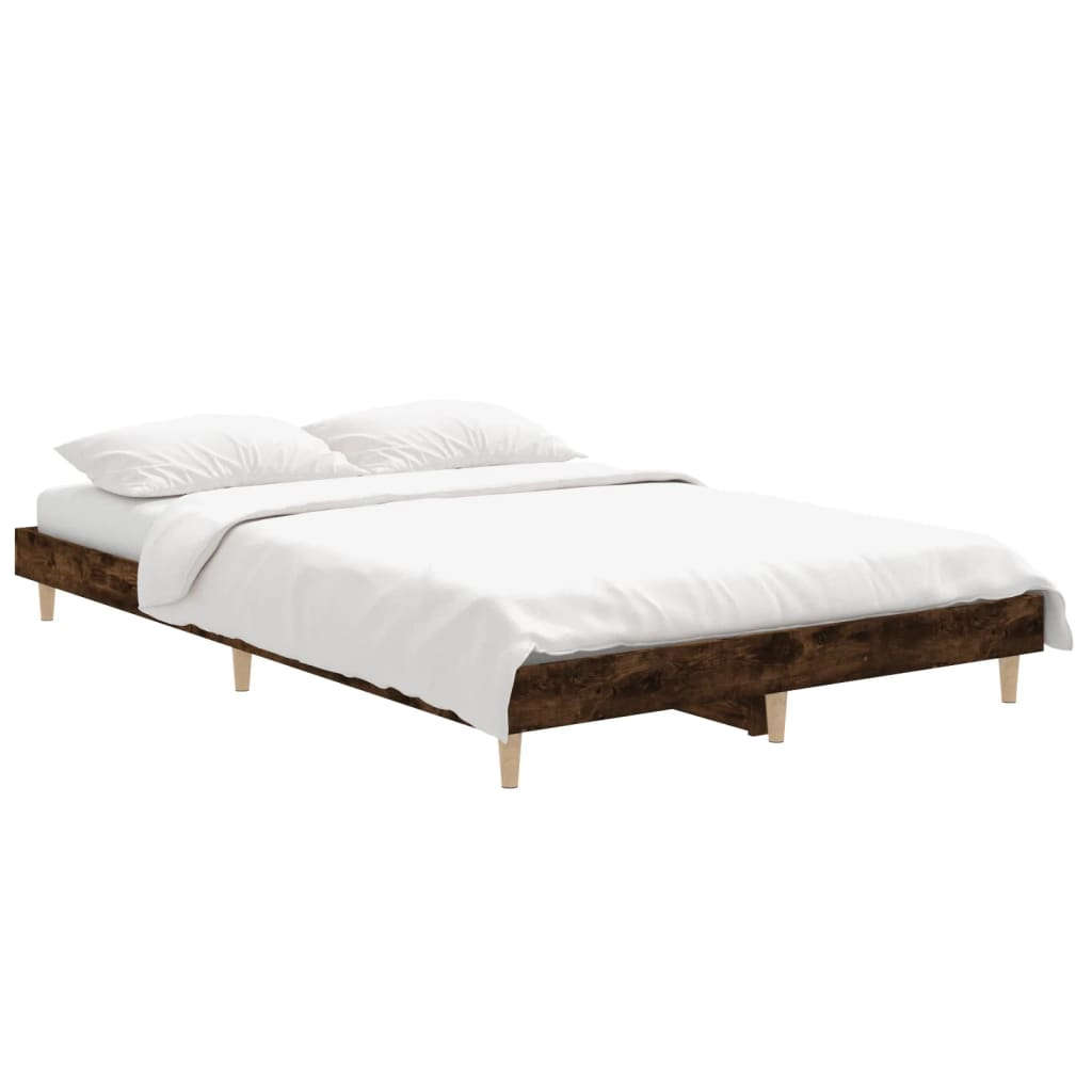 vidaXL estructura de cama sin colchón madera roble ahumado 120x190 cm