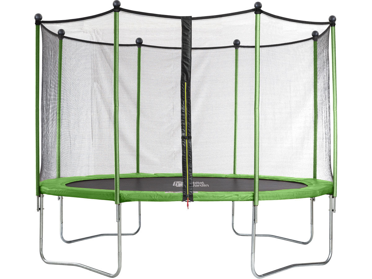 Trampolin / cama elástica "yoopi" - ø 4.25 m - con red + escalera + cubiert