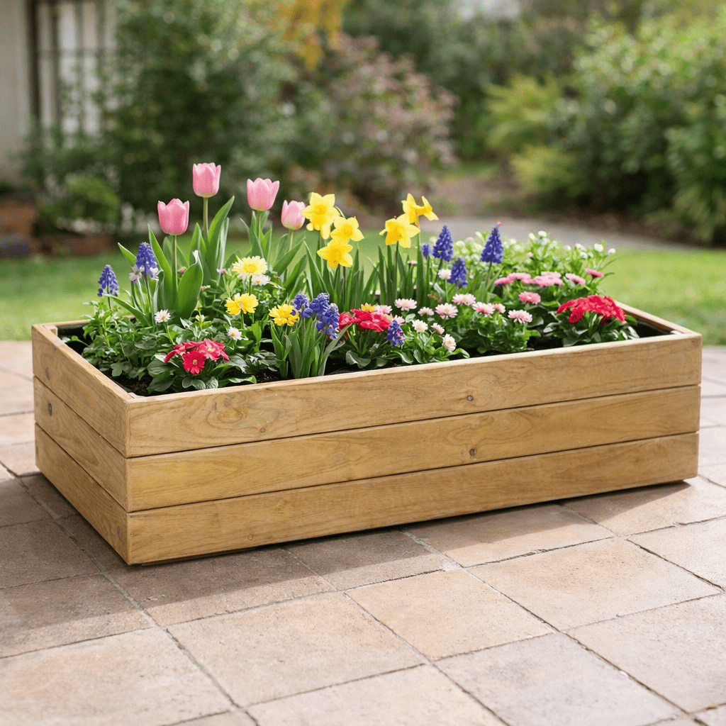 Jardinera de madera eko de pino tratada vidahuerto 60x30x30 cm.