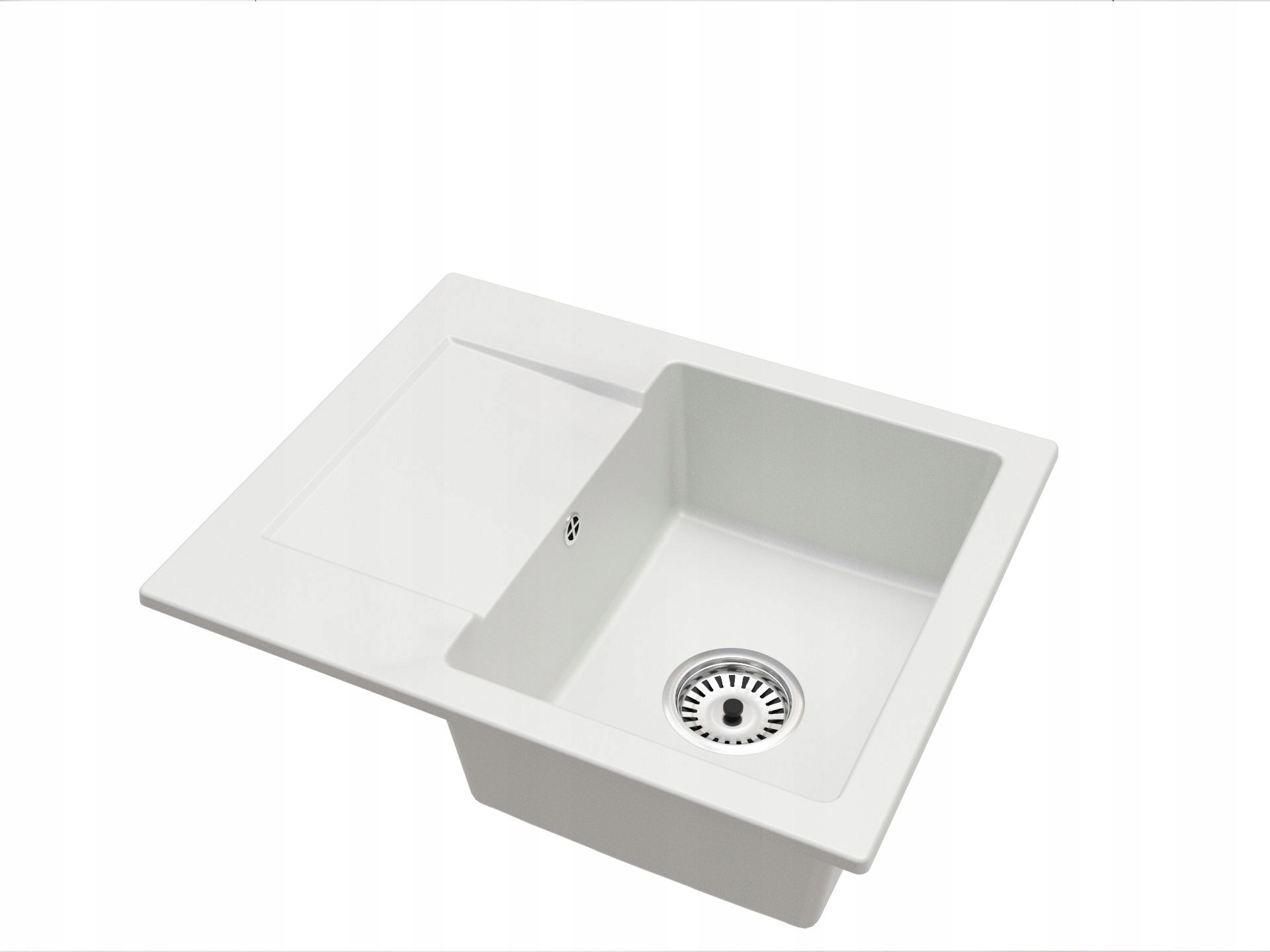 Fregadero cocina blanco 47,4x58,4cm, fregadero granito 1 seno + sifón