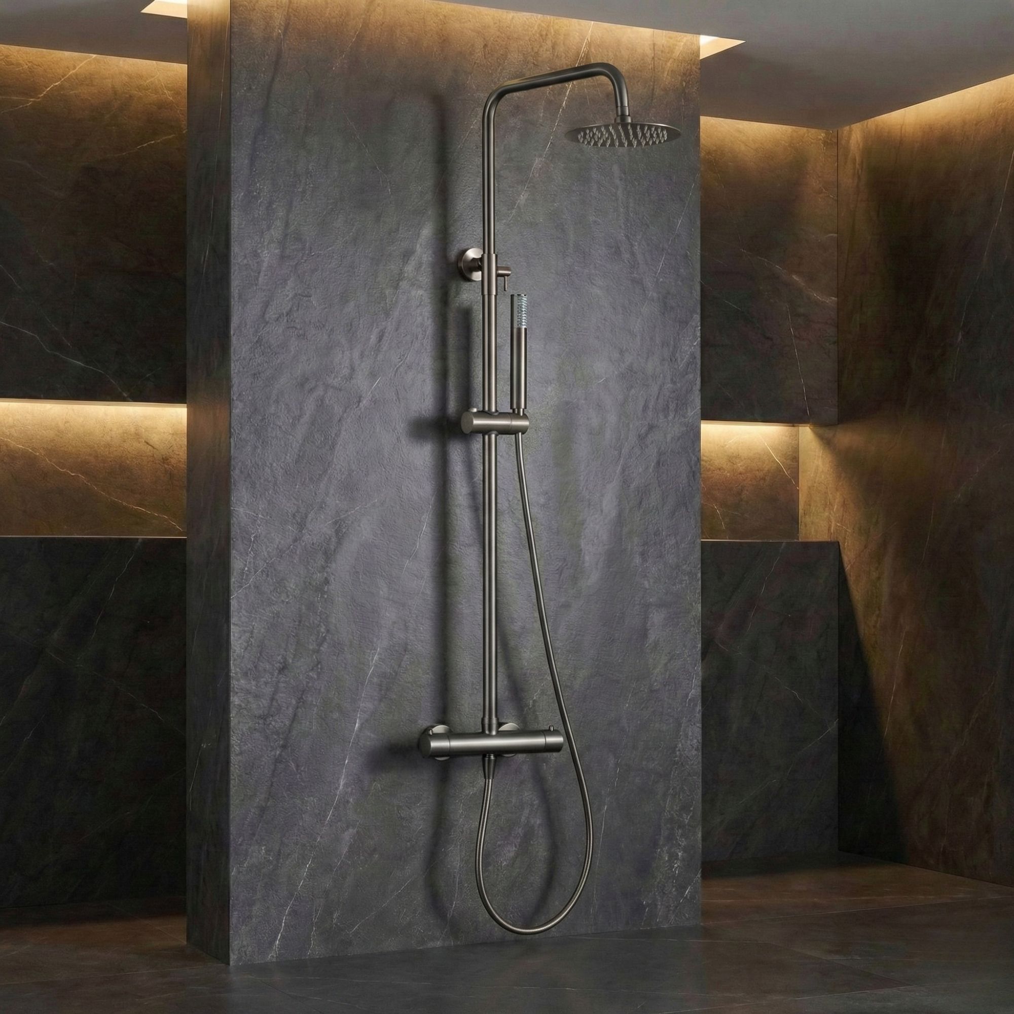 Imex - columna ducha termostática con grifo negra serie monza