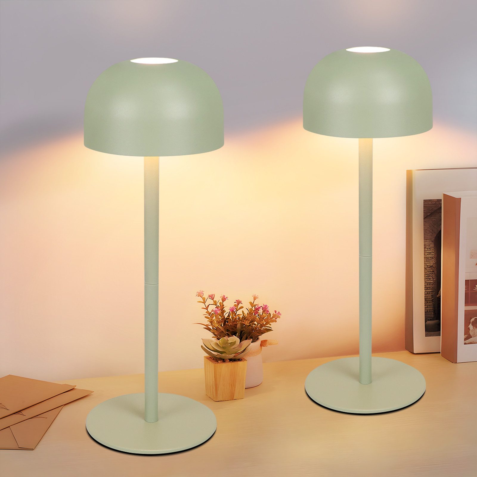 Nettlife lámpara de mesa verde 9x9(2er-set)