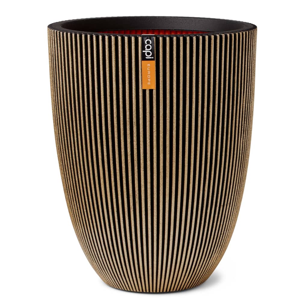 Capi jarrón elegante groove negro y dorado 46x58 cm