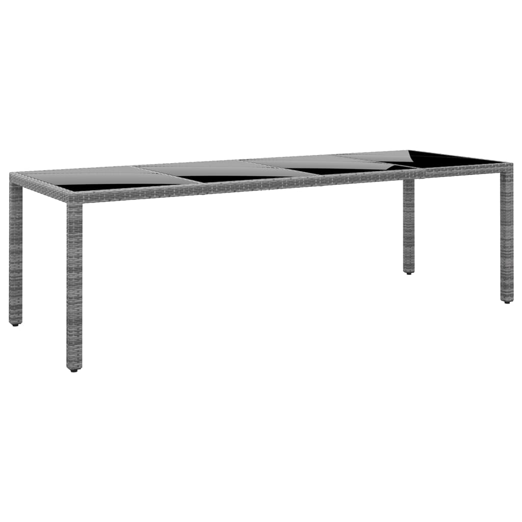 vidaXL mesa jardín vidrio templado ratán sintético gris 250x100x75 cm