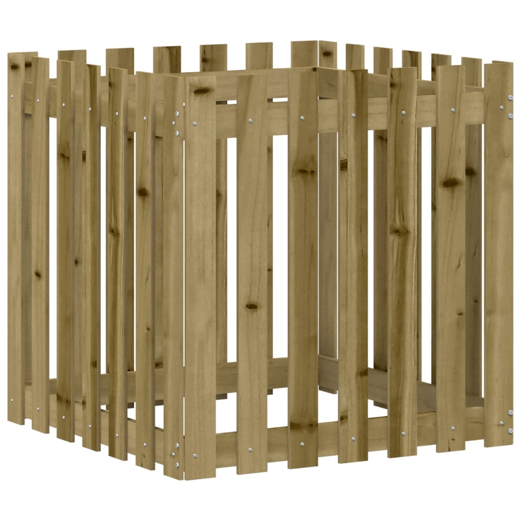 vidaXL jardinera diseño de valla madera de pino impregnada 70x70x70 cm