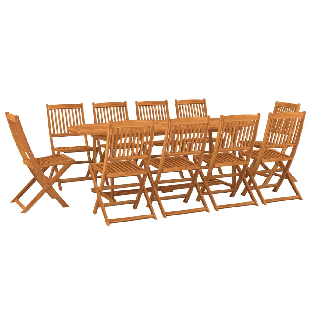 vidaXL set comedor de jardín 11piezas madera maciza acacia 220x90x75cm